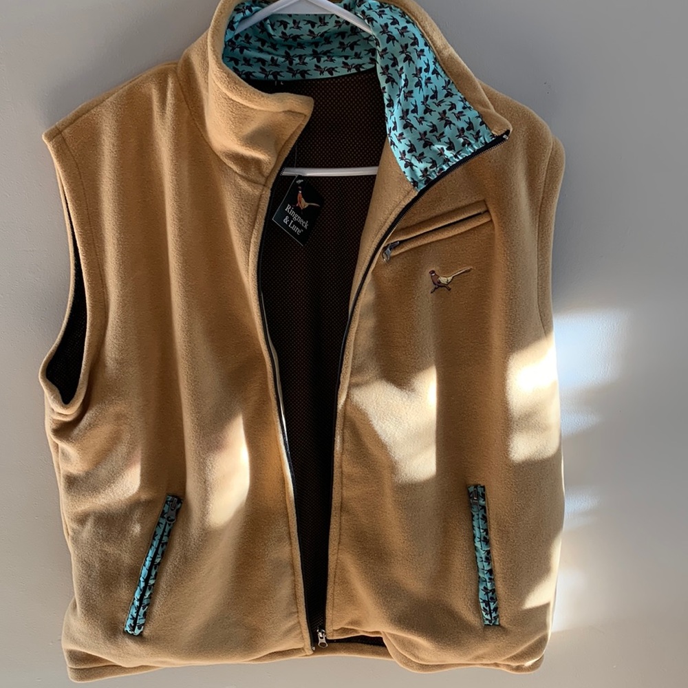 Brand New Fly Lures Cerulean Camel Fleece Vest Size Large
